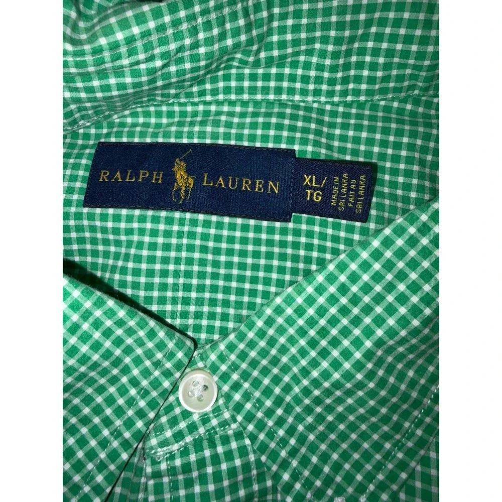 Polo Ralph Lauren Men's Long Sleeve Green Plaid Button Down XL 100% Cotton